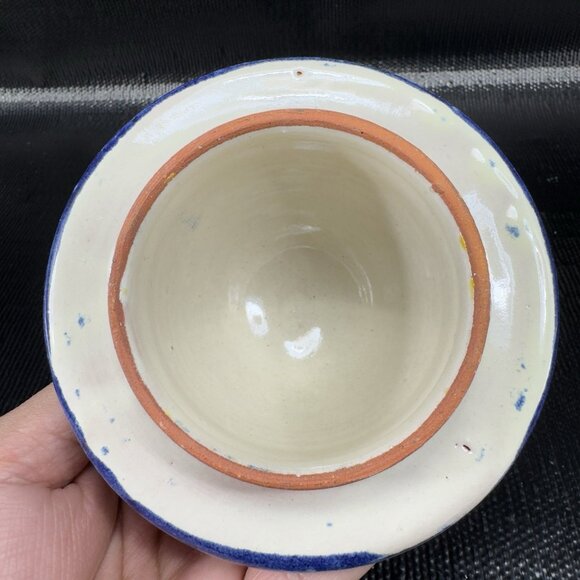 Hand Made Mexican Pottery Talavera Large Jug Container Cookie Jar W Lid Vintage - Picture 8 of 15